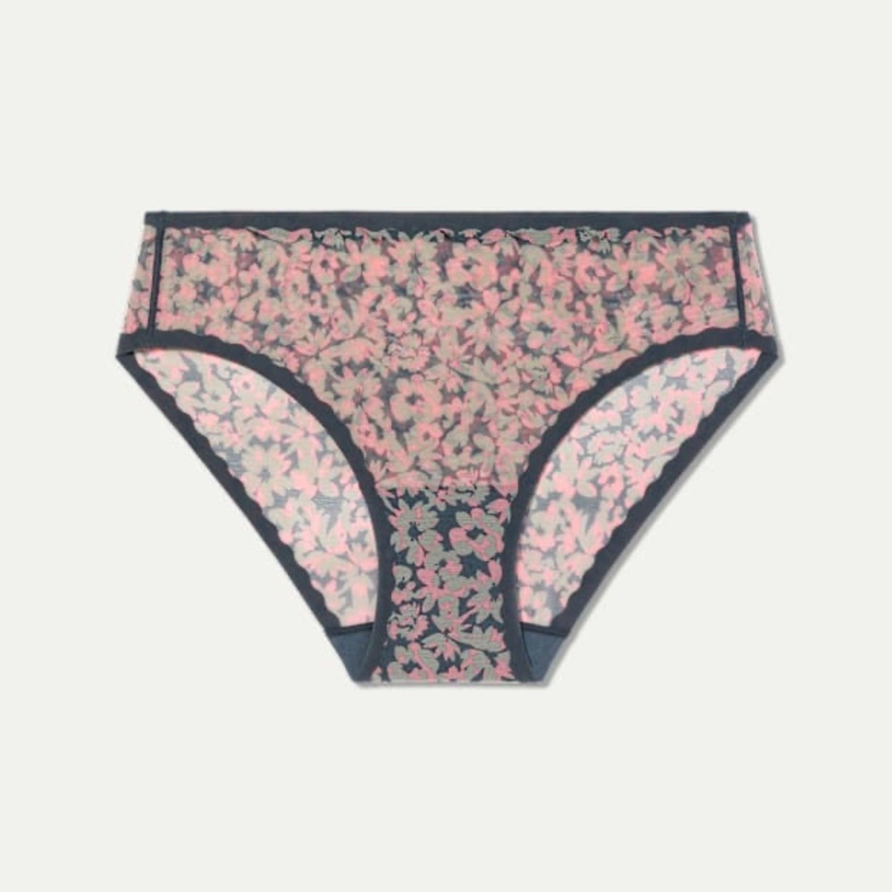 Floral Mesh Briefs in Blue and Pink